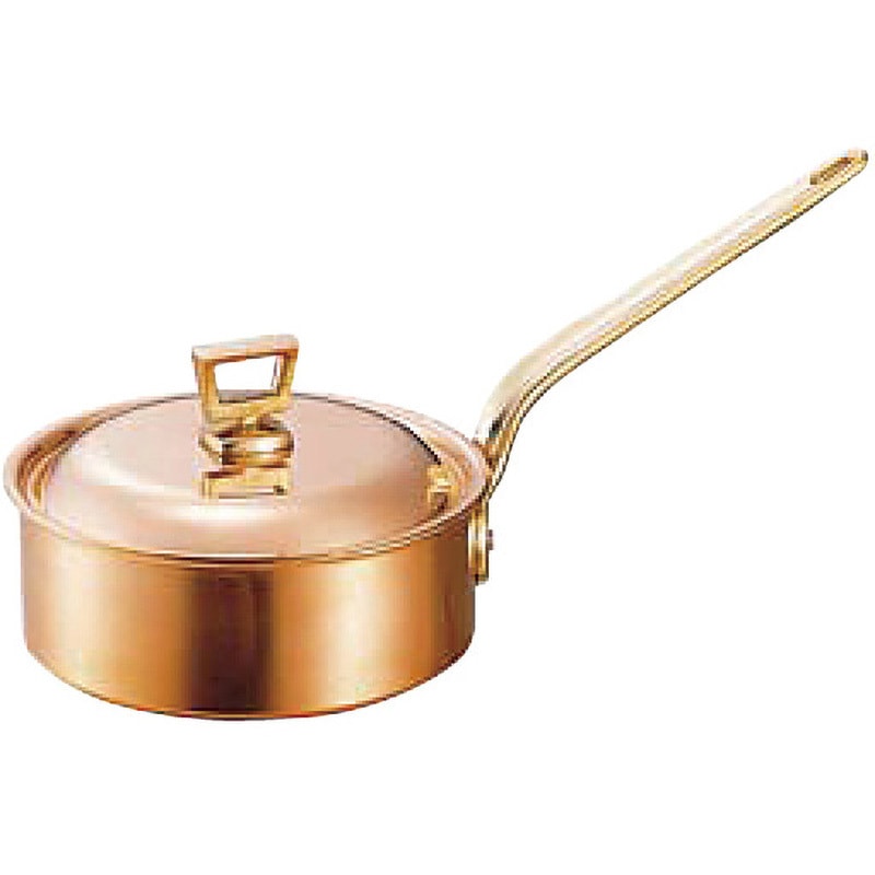 18cm 銅片手鍋 浅型 蓋付 和田助製作所 容量1.7L サイズ18cm - 【通販
