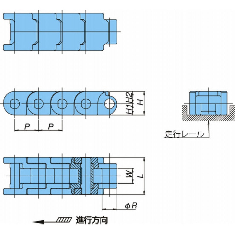 RSP40-KV180-L プラブロックチェーン RSP形(直線搬送用) 椿本チエイン