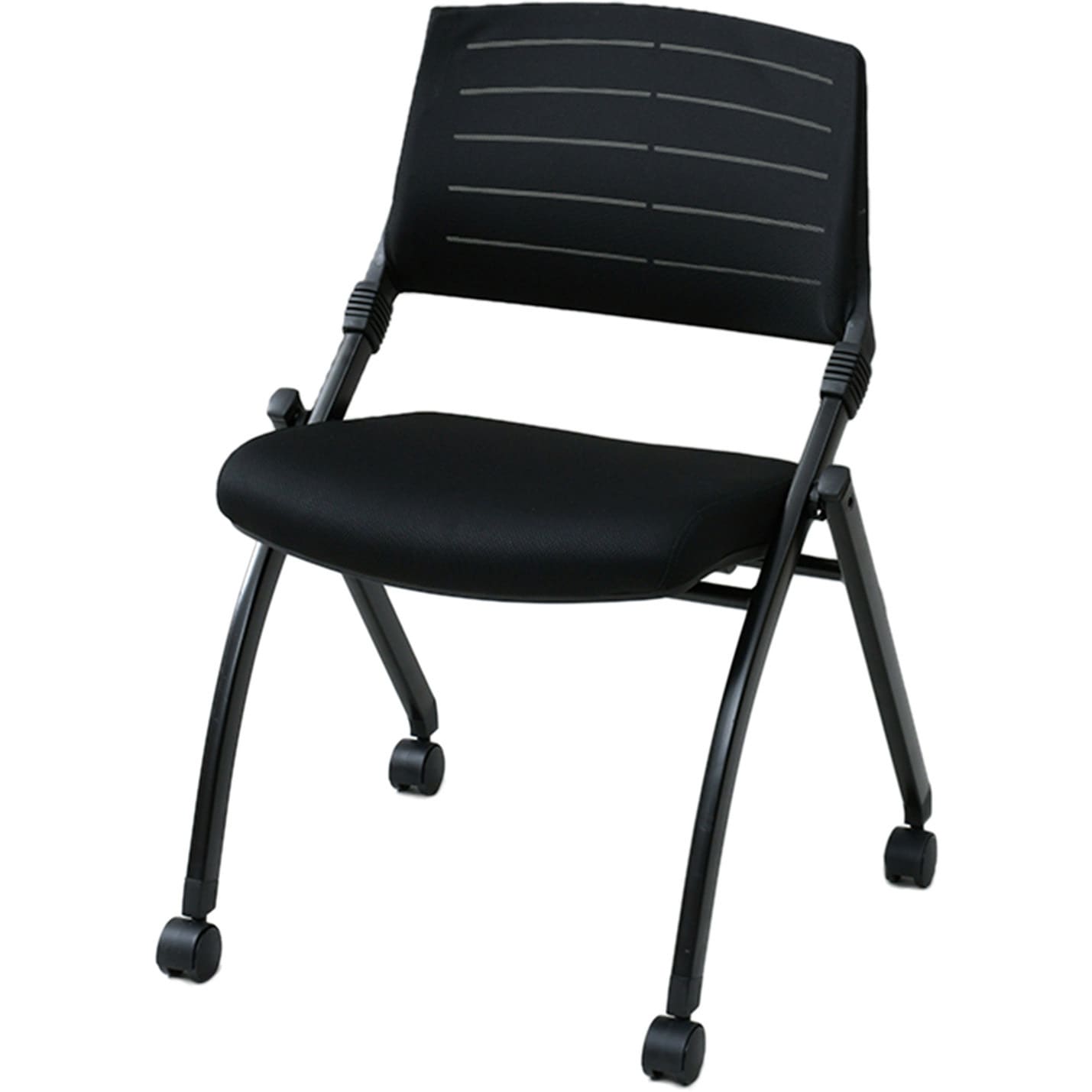 CNC-88(BK) ミーティングチェア キャスター付き 平行スタッキング