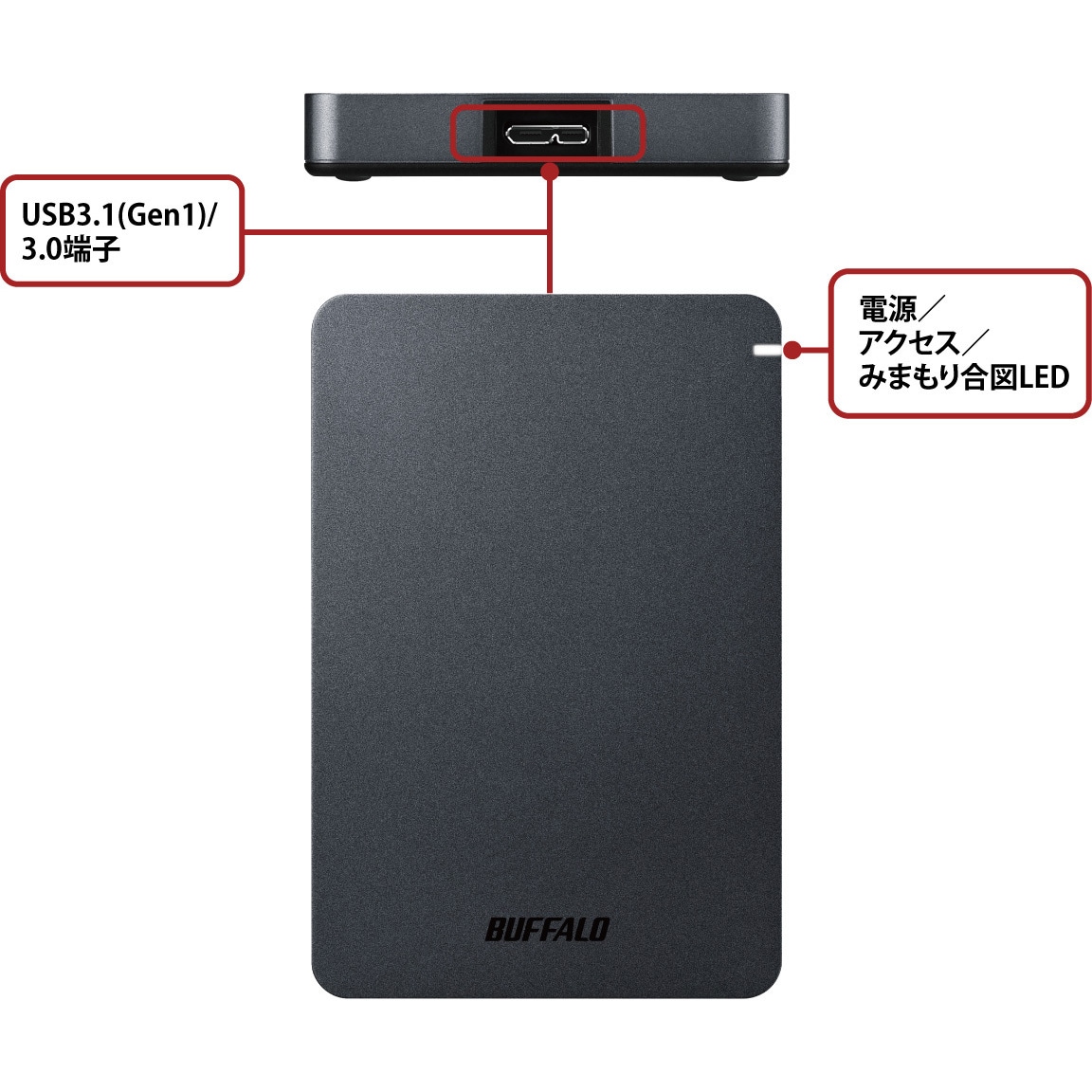 HD-PGF1.0U3-BKA USB3.1(Gen.1)対応 耐衝撃ポータブルHDD BUFFALO