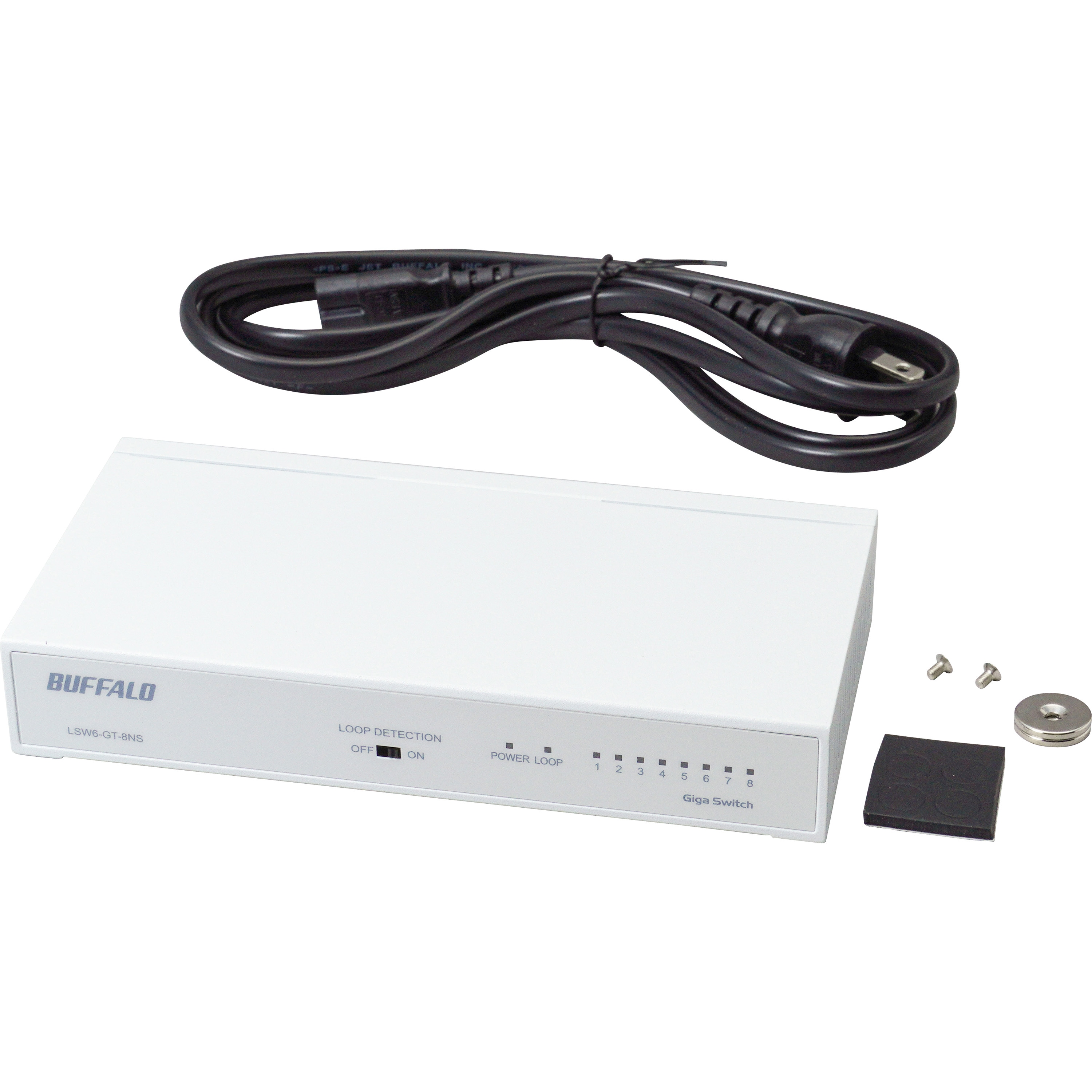 LSW6-GT-8NS/WH Giga 8ポート スイッチングハブ 電源内蔵 金属筐体