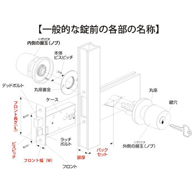 M-66 インテグラル錠 玄関 YKK 美和ロック 適合扉厚30mm 1組 M-66