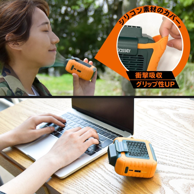 wasser_fan004-g ベルトファン 腰掛けハンズフリー 携帯小型扇風機 1個