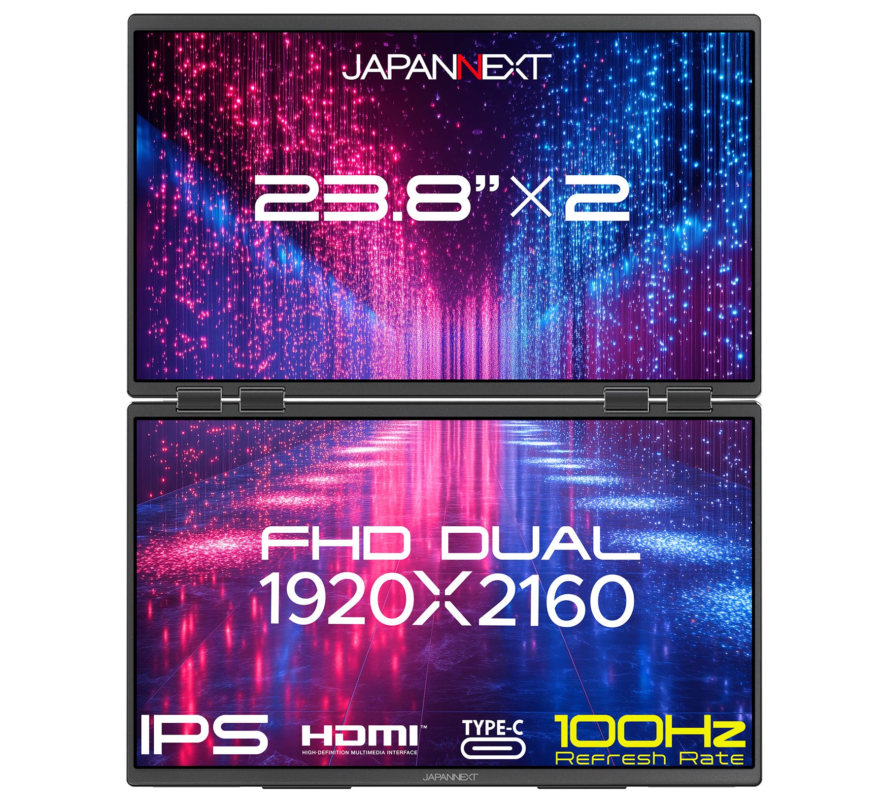 JAPANNEXT 23.8インチ IPSパネルx2搭載 フルHD(1920x1080)解像度 大型