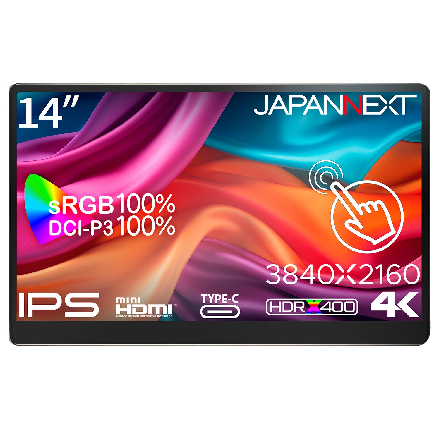 JAPANNEXT 14インチ IPSパネル搭載 マルチタッチ対応 4K(3840x2160
