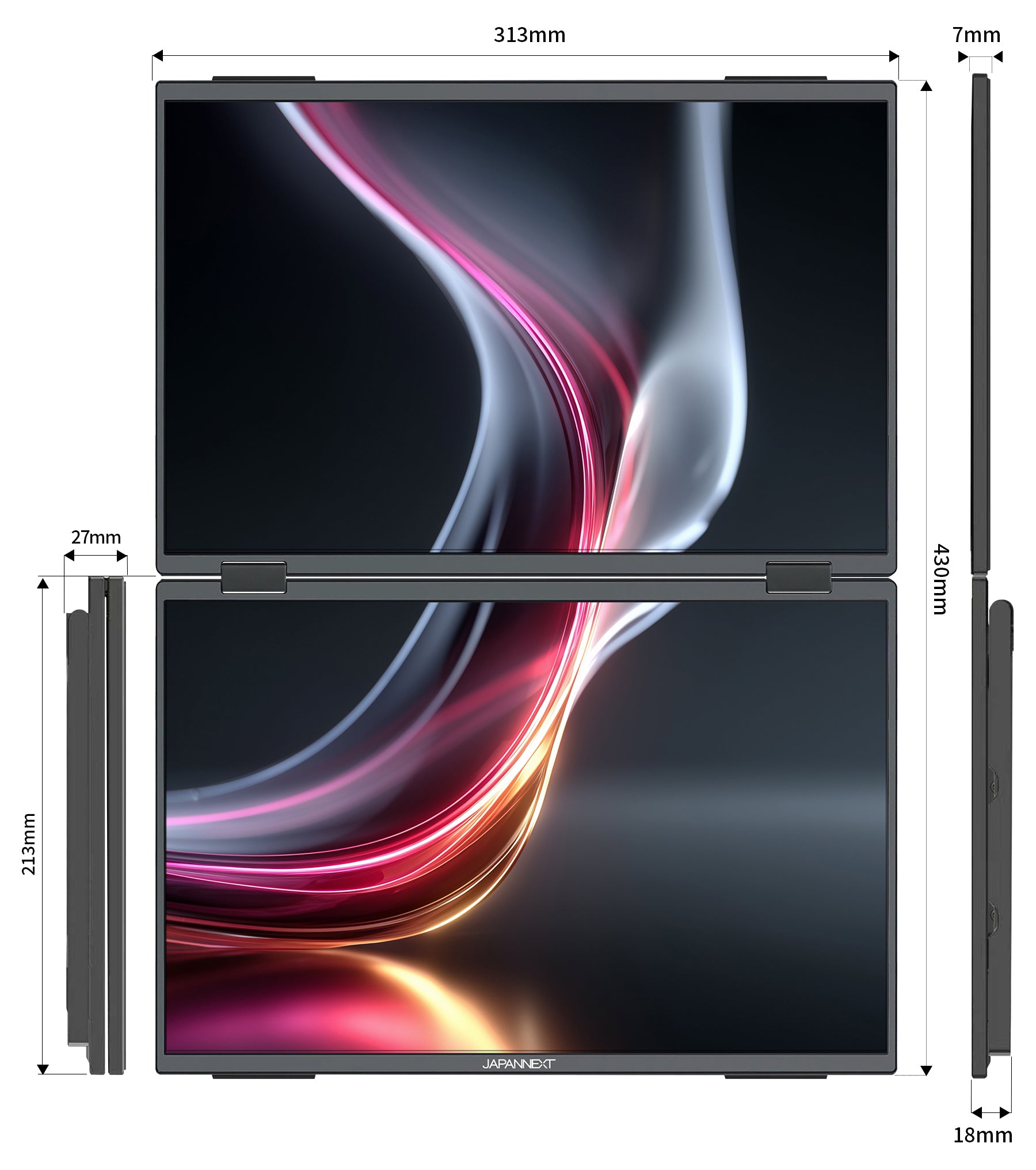 JAPANNEXT 14インチ IPSパネルx2搭載 WUXGA(1920x1200)解像度 デュアル