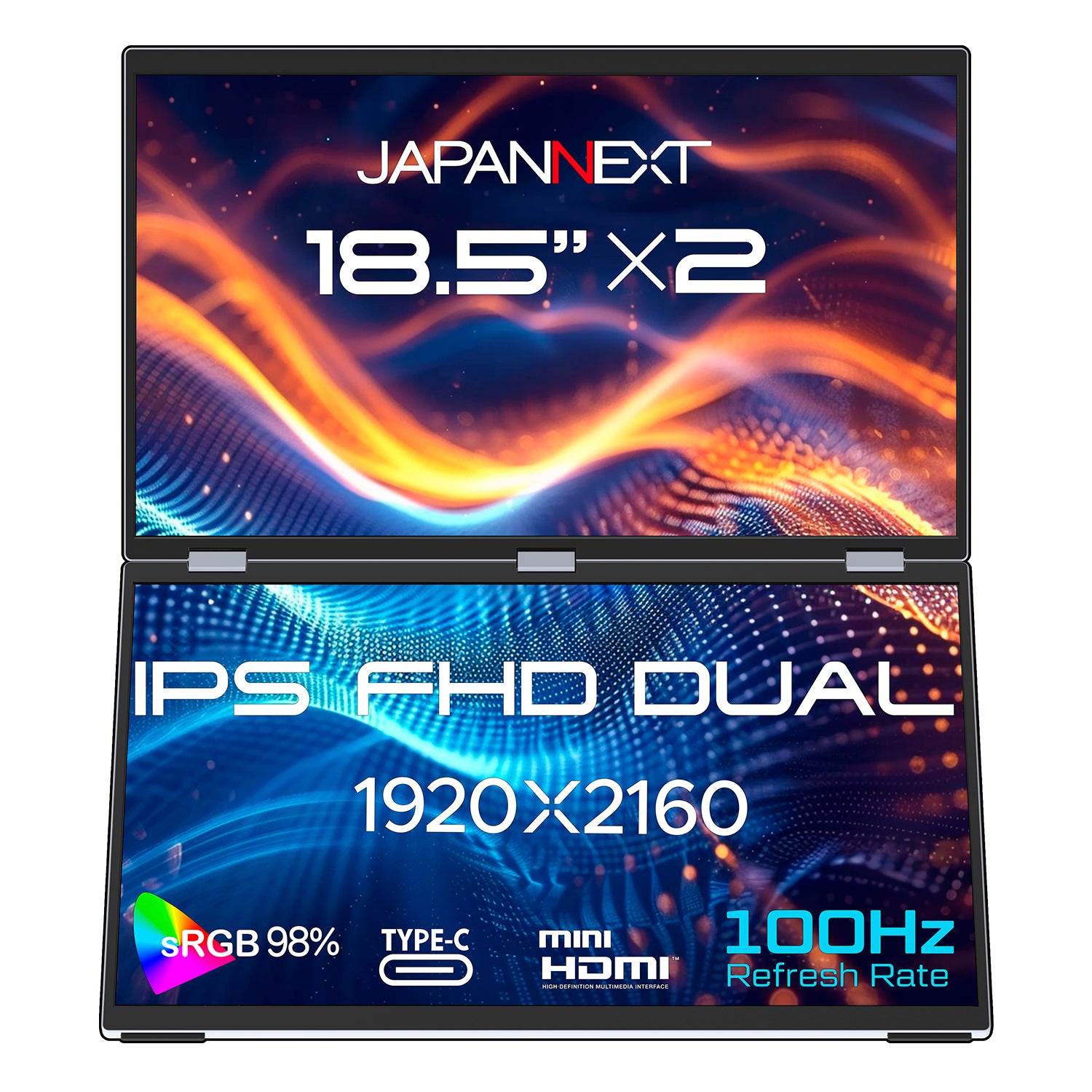 JAPANNEXT 18.5インチ IPSパネルx2搭載 フルHD(1920x1080)解像度