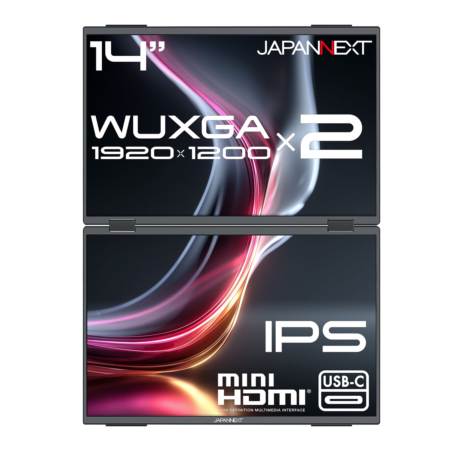 JAPANNEXT 14インチ IPSパネルx2搭載 WUXGA(1920x1200)解像度 デュアル