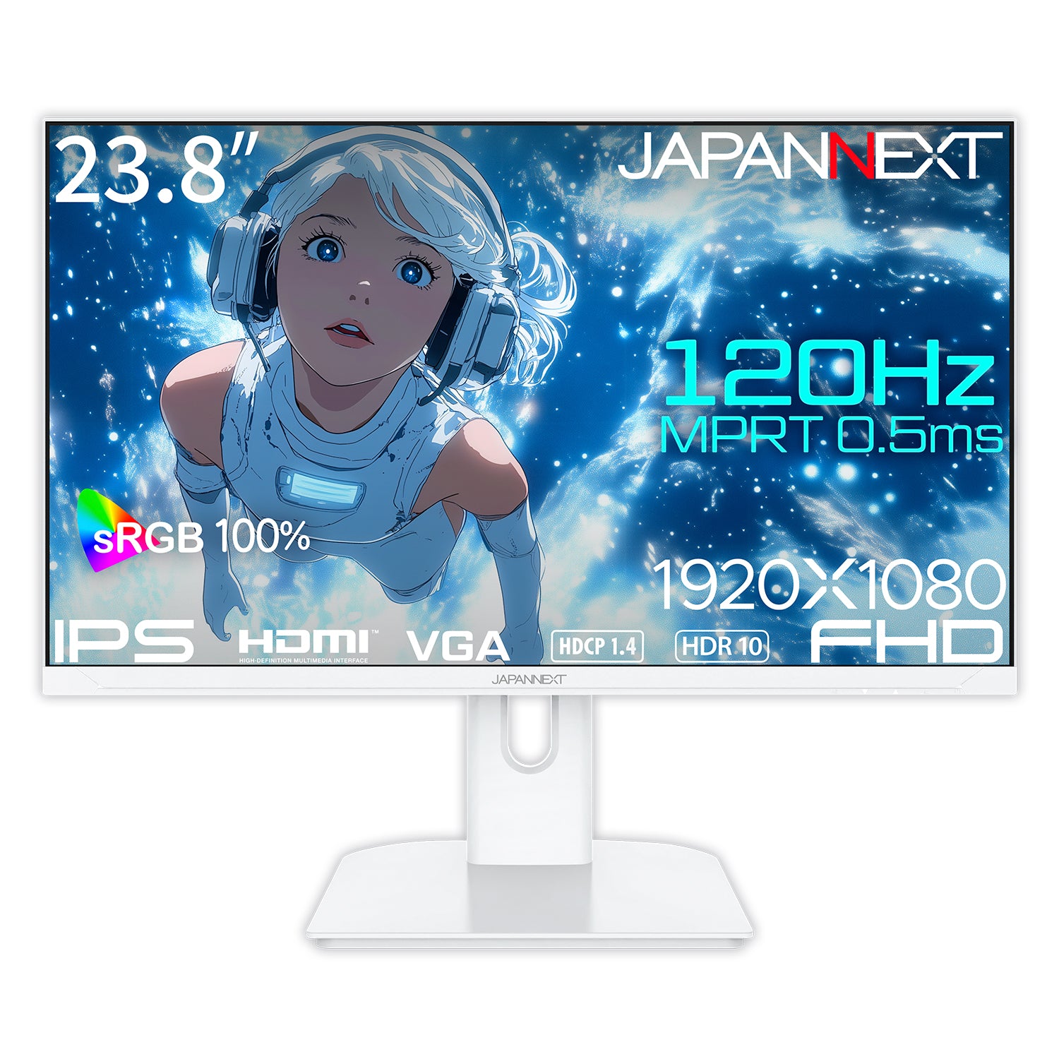 ホワイトモデル】JAPANNEXT 23.8インチ IPSパネル搭載 120Hz/0.5ms