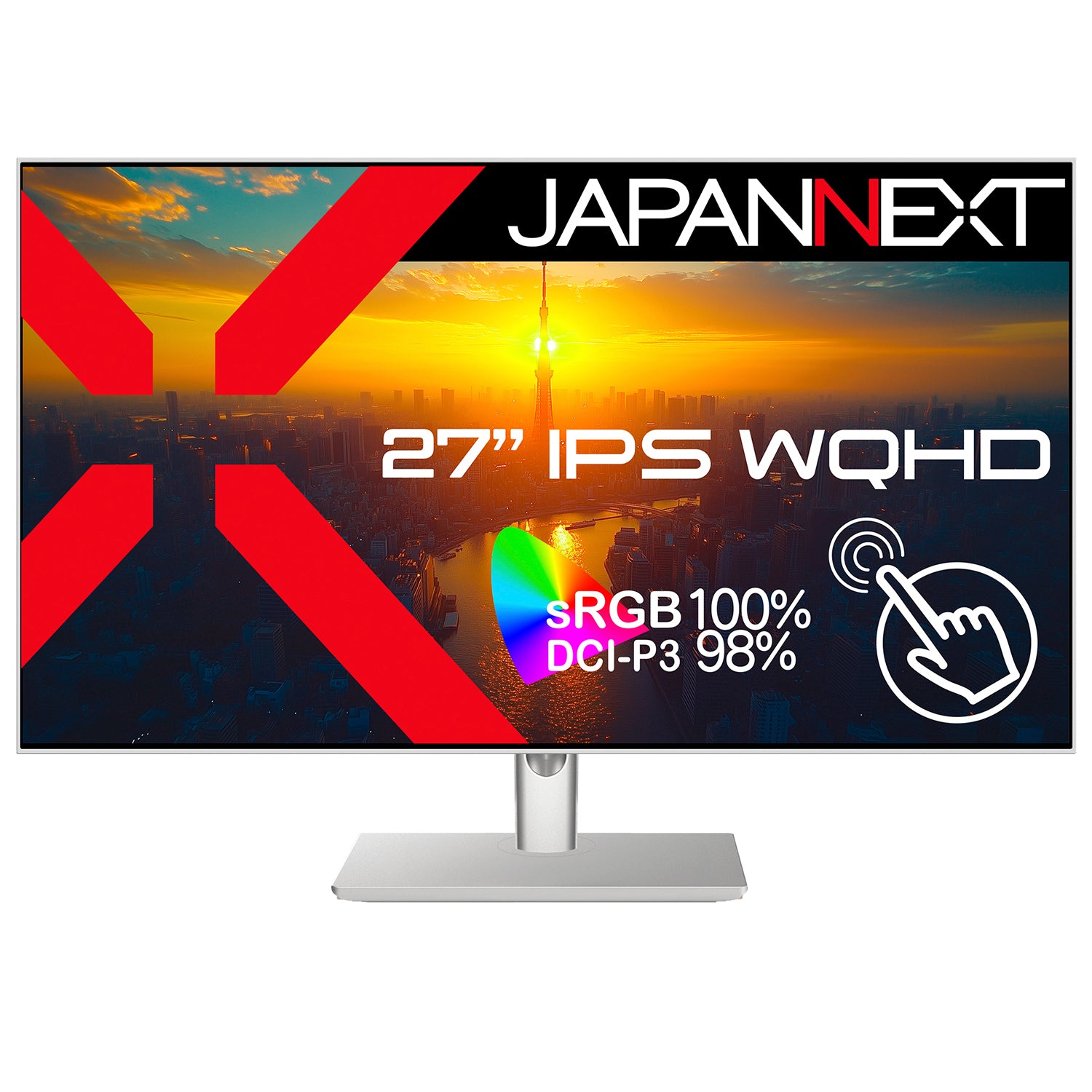 JAPANNEXT 27インチ IPSパネル搭載 10点マルチタッチ対応 WQHD