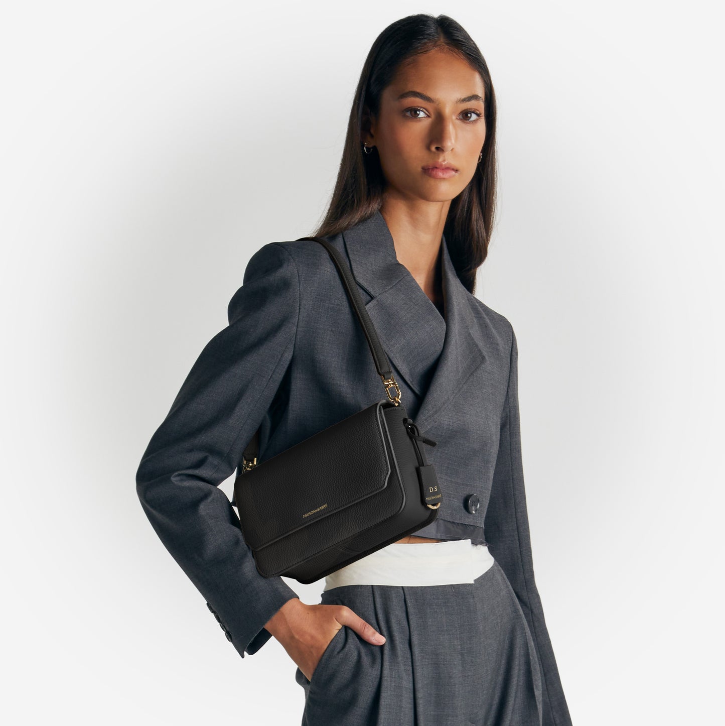 The Medium Flap Bag - Black Caviar – MAISON de SABRÉ