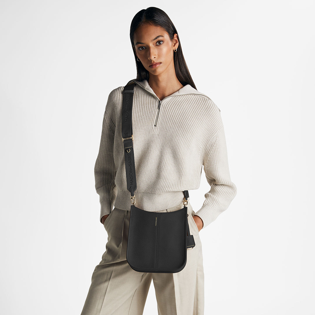 The Moon Shoulder Bag - Black Caviar – MAISON de SABRÉ