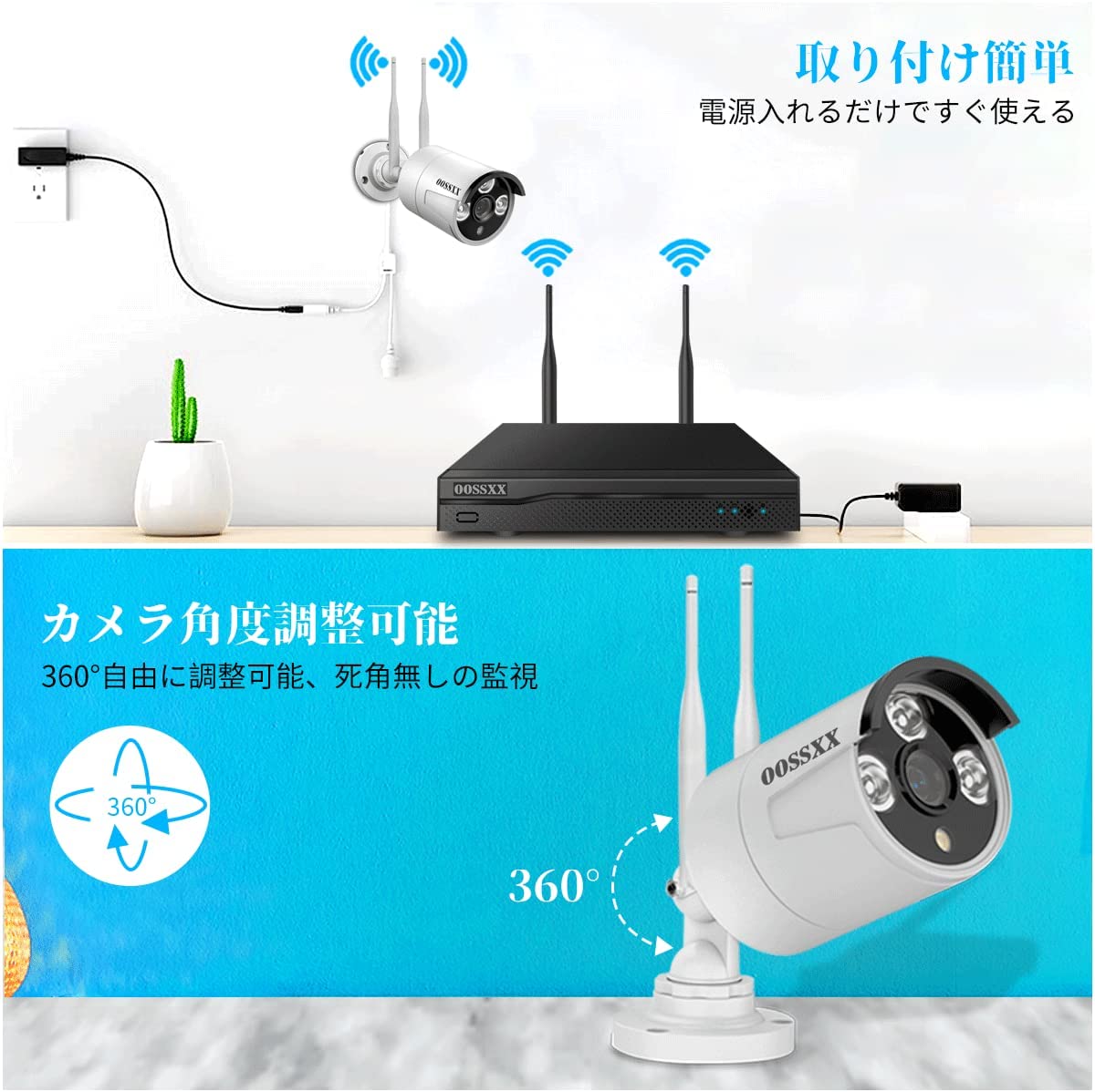 OOSSXX NVRレコーダー 録画機 500万画素録画機 10台まで接続可能 遠隔