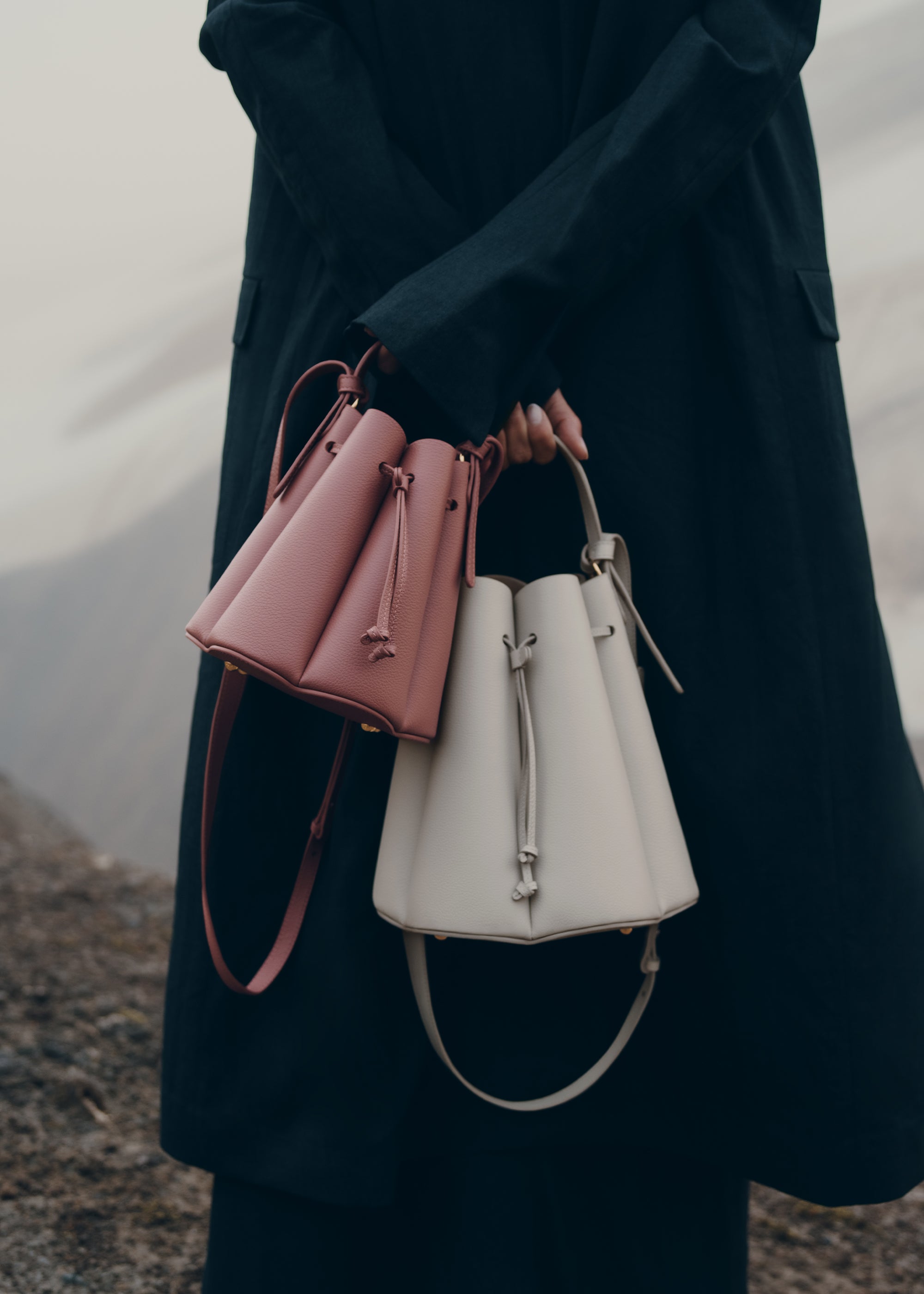 Polène | バッグ - Cyme Mini - スモーキーグリーン テクスチャード