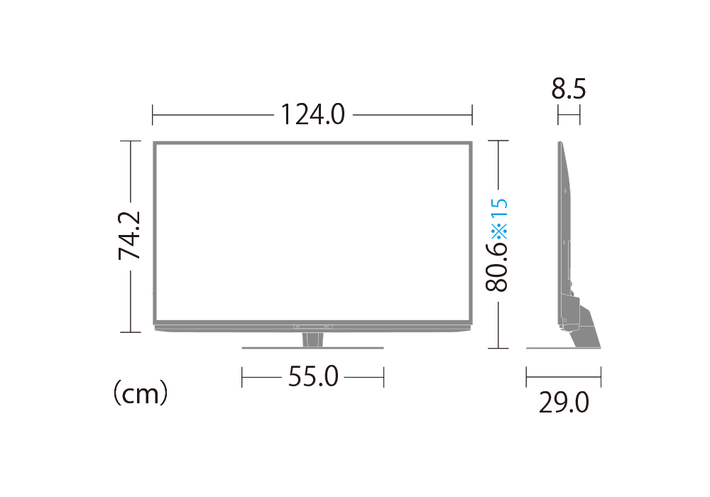 仕様 / 寸法 | AQUOS 4K DN1/DN2ライン | テレビ：シャープ