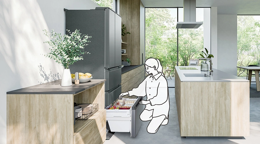 奥行き薄型デザイン | SJ-MF55P | 冷蔵庫：シャープ