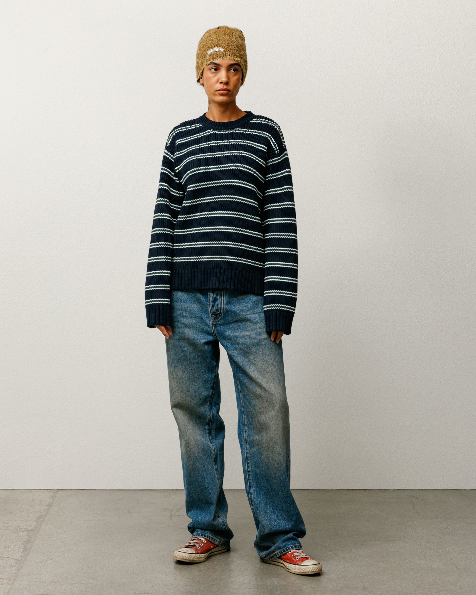 Chunky Cotton Stripe Sweater – Ocean | Tops & Knits | Stüssy Japan