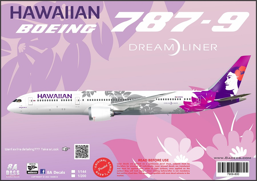 Hawaiian Boeing 787-9 Dreamliner 8aDecs -7909-800-200