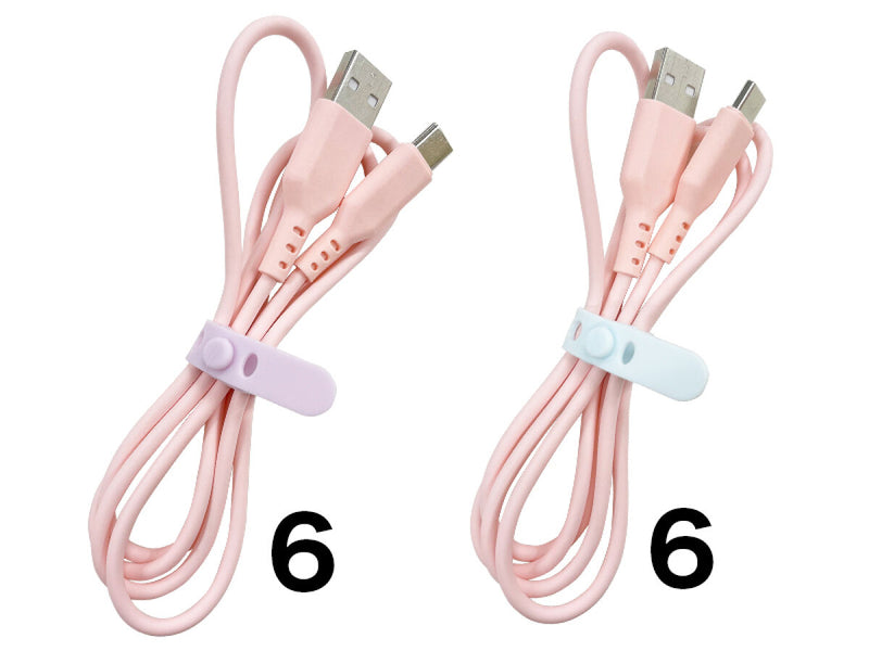 充電・通信A－Cケ－ブル（留めバンド付、ピンク） -100均 通販