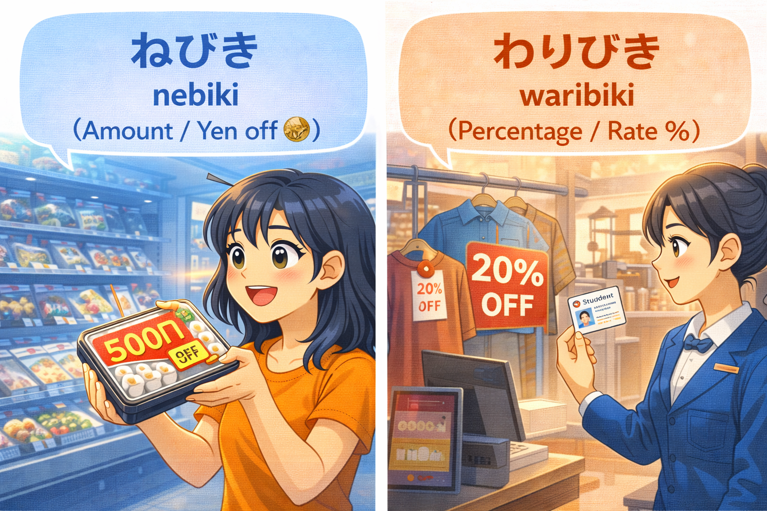 値引き」 と 「割引」 の違い [日本語学習] – JPLT/Japanese Learning