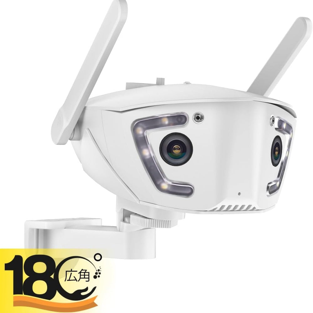 180°超広角】 Ctronics 防犯カメラ 屋外 死角なし ダブルレンズAI検知