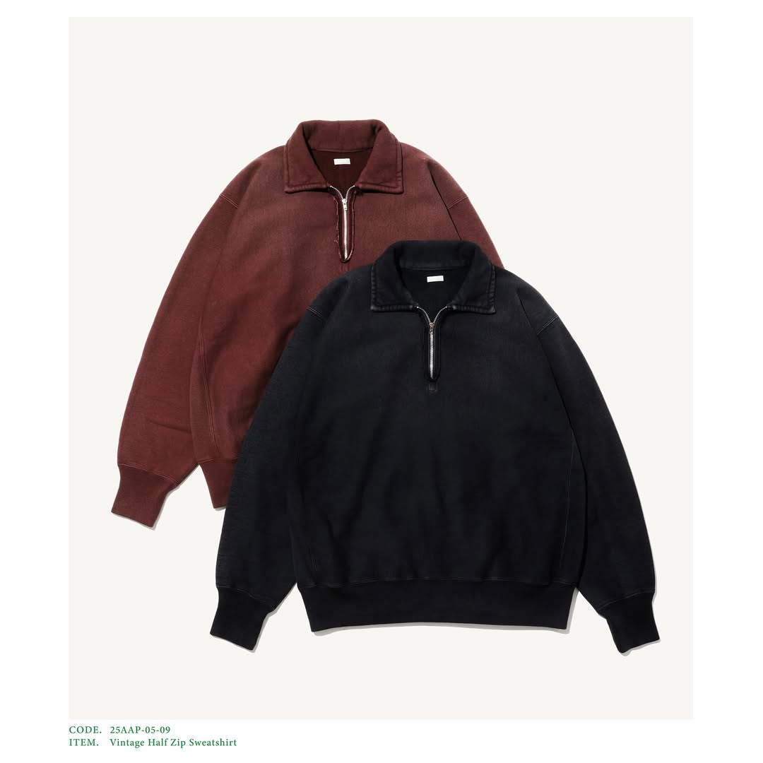 A.PRESSE 25AW Vintage Half Zip Sweatshirt – Vintage Concept Store