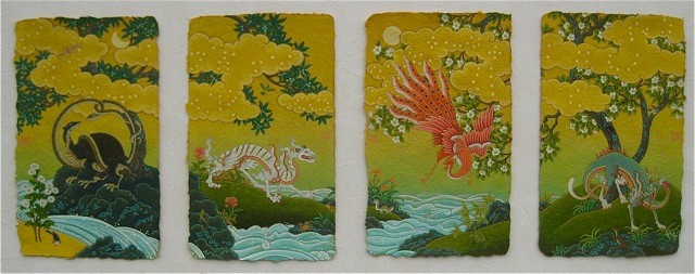 四神（青竜、朱雀、白虎、玄武）を描く | 佐藤潤 Art Collection