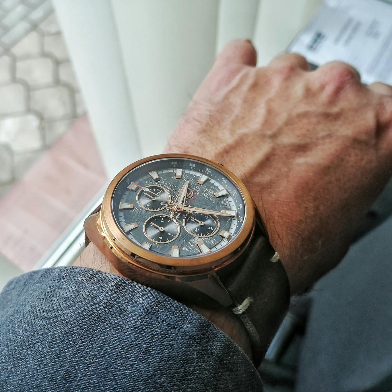 Zelos ZX-6 Bronze Mechaquartz Chronograph Meteorite