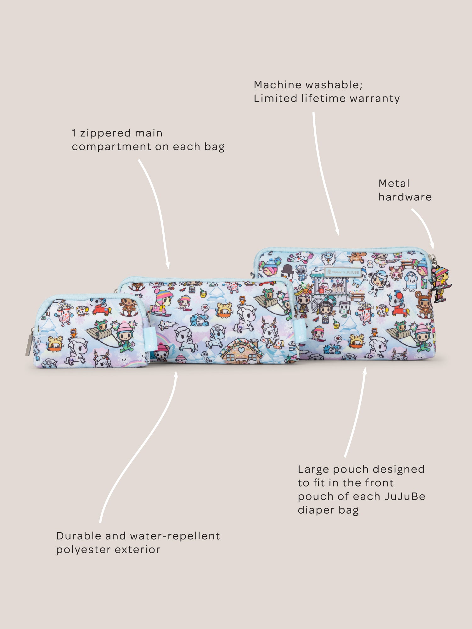 tokidoki Snow Day Be Set 3-Piece Pouch Set — Ice Blue – JuJuBe