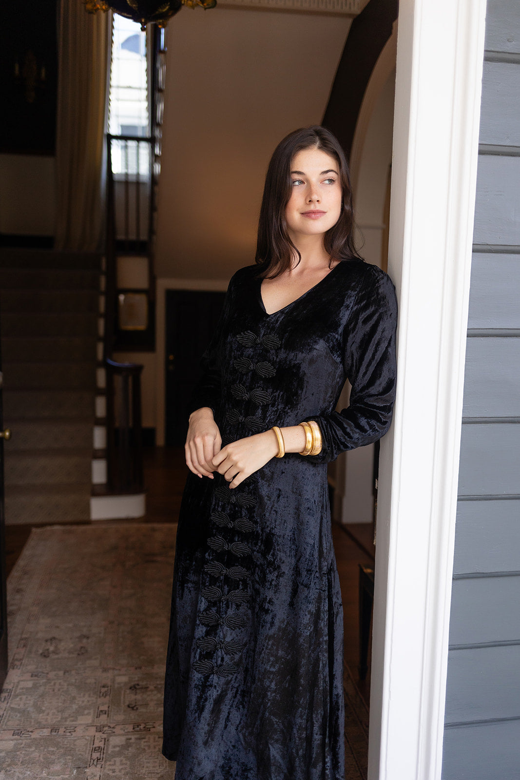 Chloe Caftan Velvet - Noir – Julia Amory
