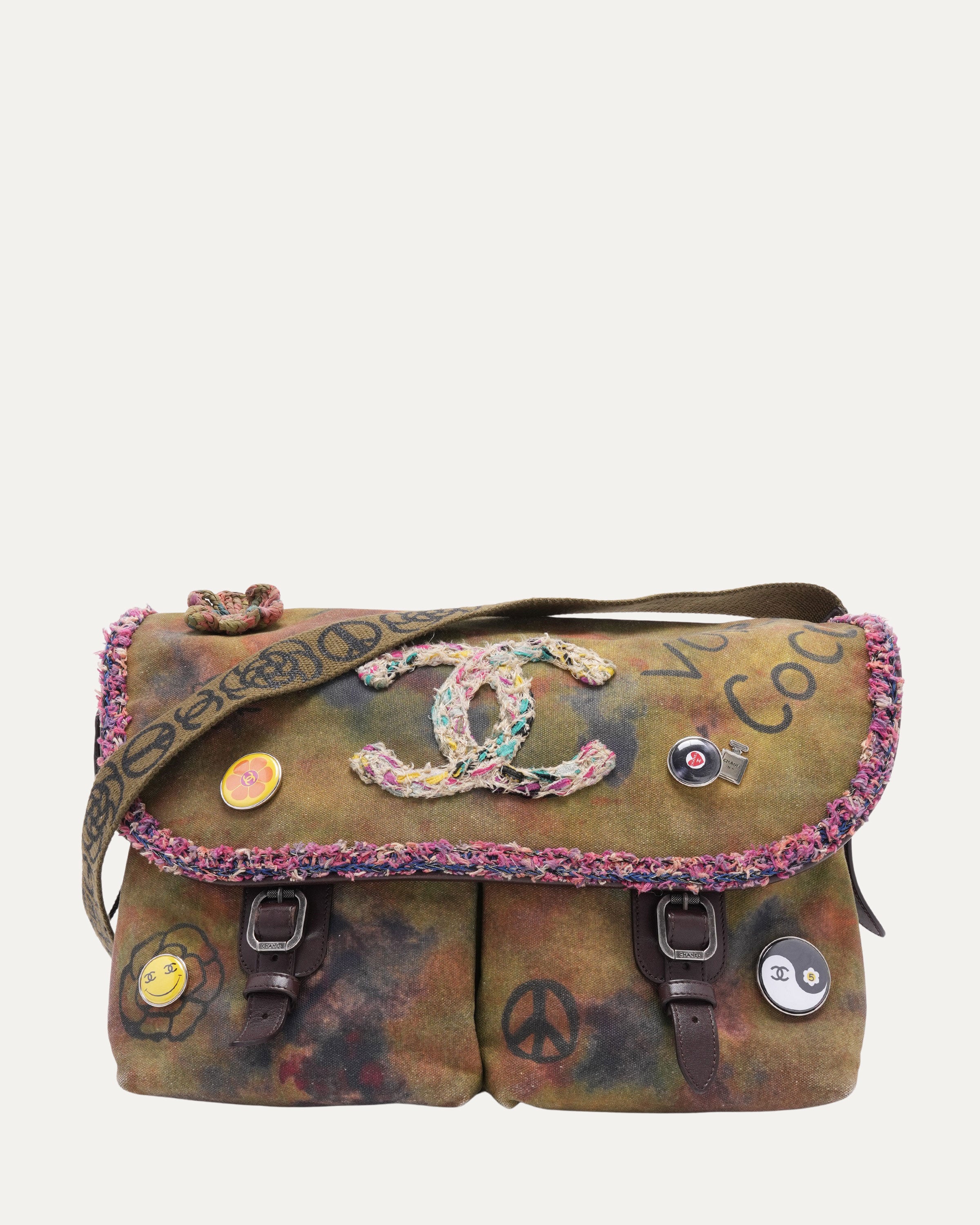 Chanel Washed Toile Graffiti On The Pavements Large Messenger Bag