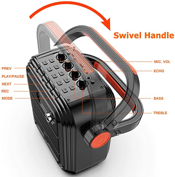 JYX 66BT Karaoke Machine with Two Wireless Microphones