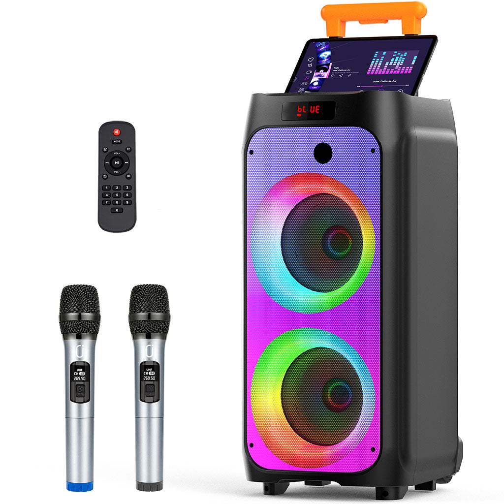 JYX 500-watt Karaoke Machine T8 with 2 Wireless Microphones for Adults