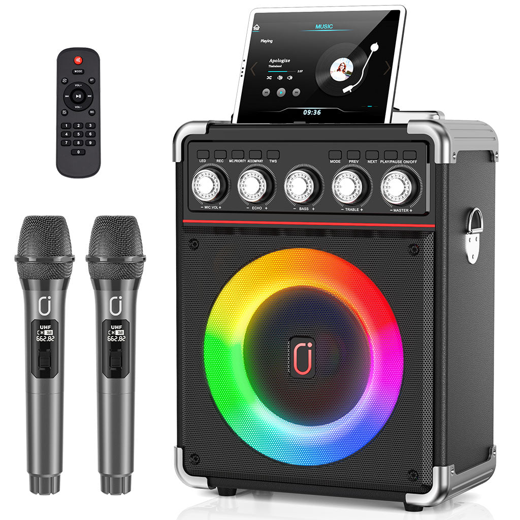 JYX S55 Karaoke Machine with Three Wireless Microphones with Bluetooth