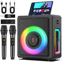 JYX S55 Karaoke Machine with Three Wireless Microphones with Bluetooth