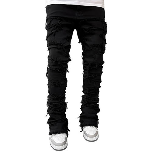 GUAPI OBSIDIAN BLACK BLOOD DIAMOND STACKED DENIM | KingStar
