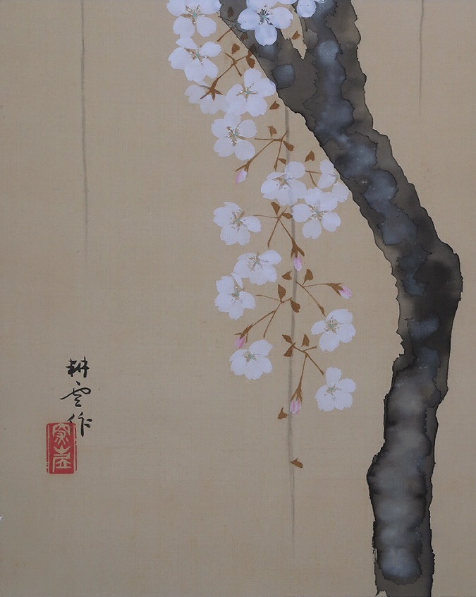 山田耕雲 糸桜小禽 | 掛軸(掛け軸)販売／表装ご依頼は掛軸いっぷく掛軸