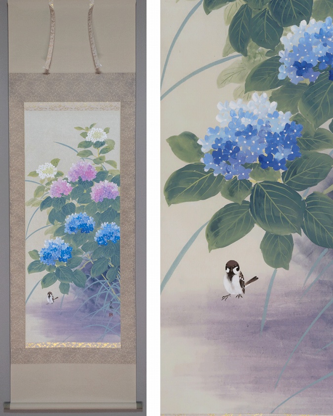 出口華凰 紫陽花【新品】 | 掛軸(掛け軸)販売／表装ご依頼は掛軸