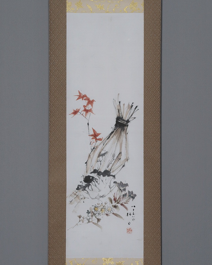 複製/藤井松山/明比に小禽図/工芸/布袋屋掛軸HG-968 複製】//藤井松山