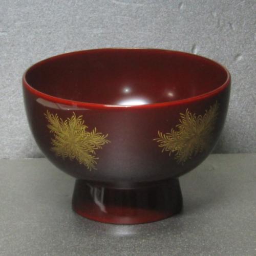 輪島塗 汁椀 (大) -しのぶの沈金仕上げ- [内外面とも朱タメ色]｜輪島市