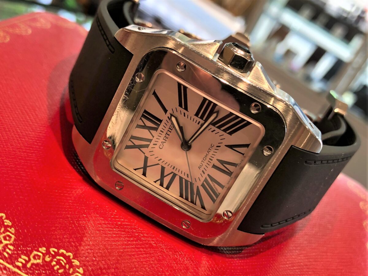 カルティエ【CARTIER】サントス100LM W20073X8 自動巻き クロコ革