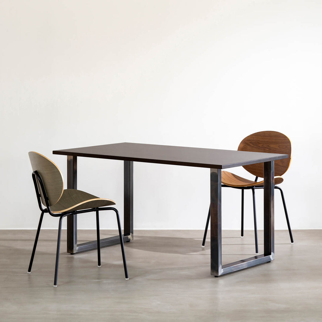 THE TABLE / ラバーウッド ブラックブラウン × Black Steel（クリア