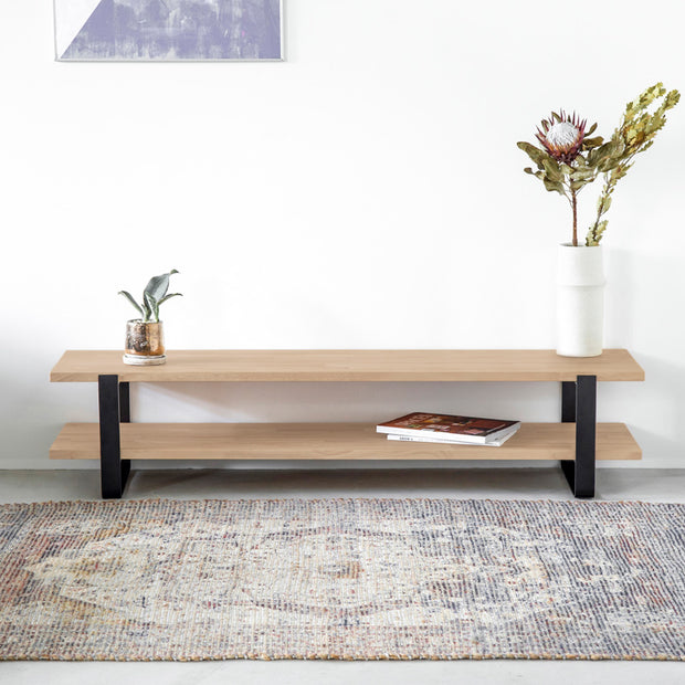 THE TV BOARD / LOW TABLE ラバーウッド アッシュグレー × Black Steel