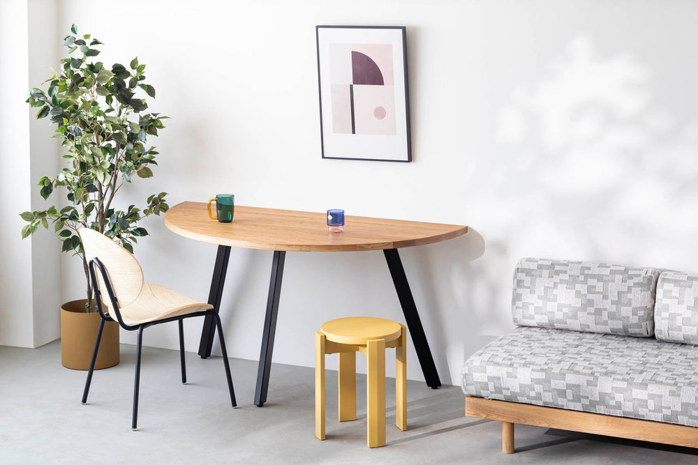 リノリウム×タモ サイドテーブル カフェテーブル ハンドメイド