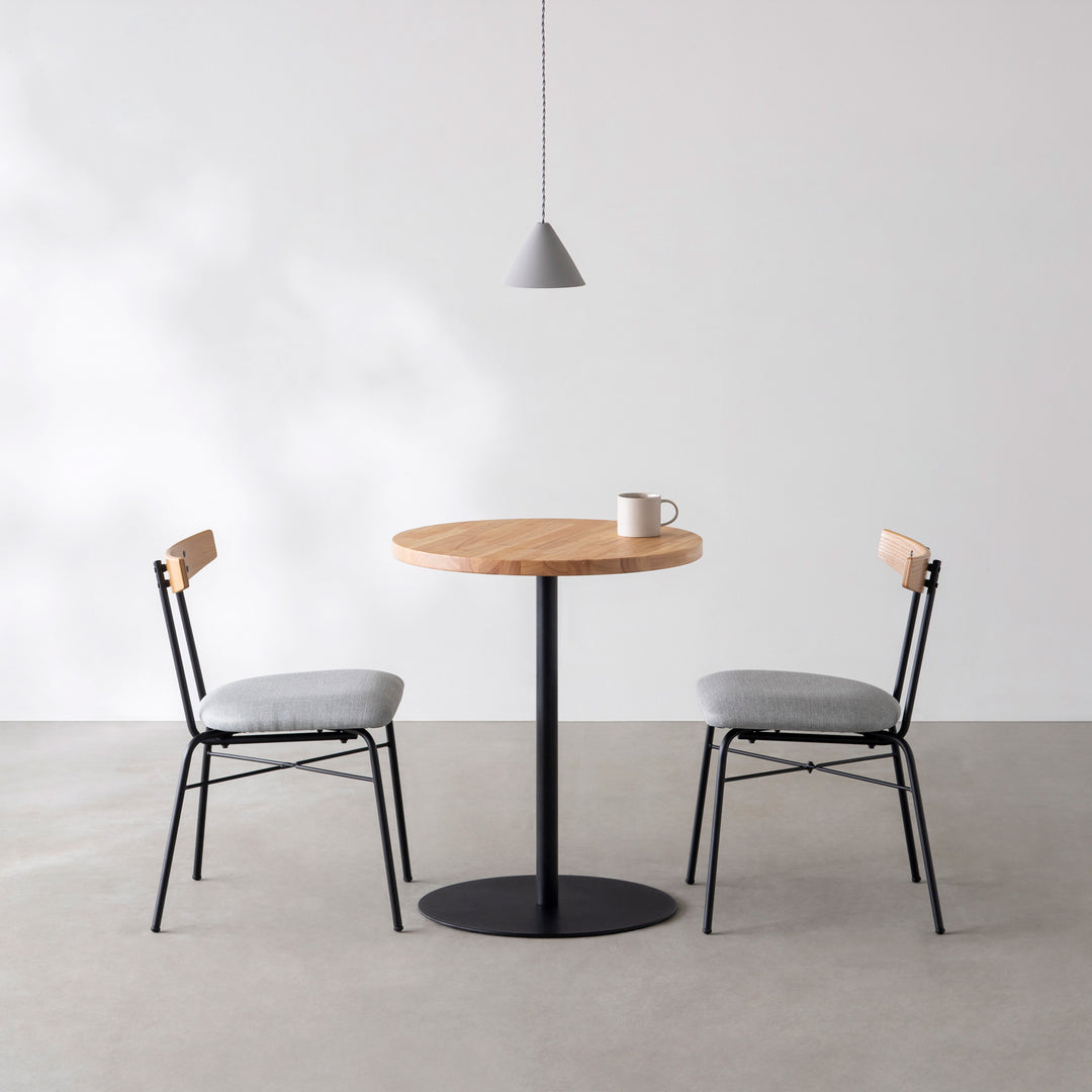 THE CAFE TABLE / ラバーウッド Black Steel 1本脚 × ラウンド φ50