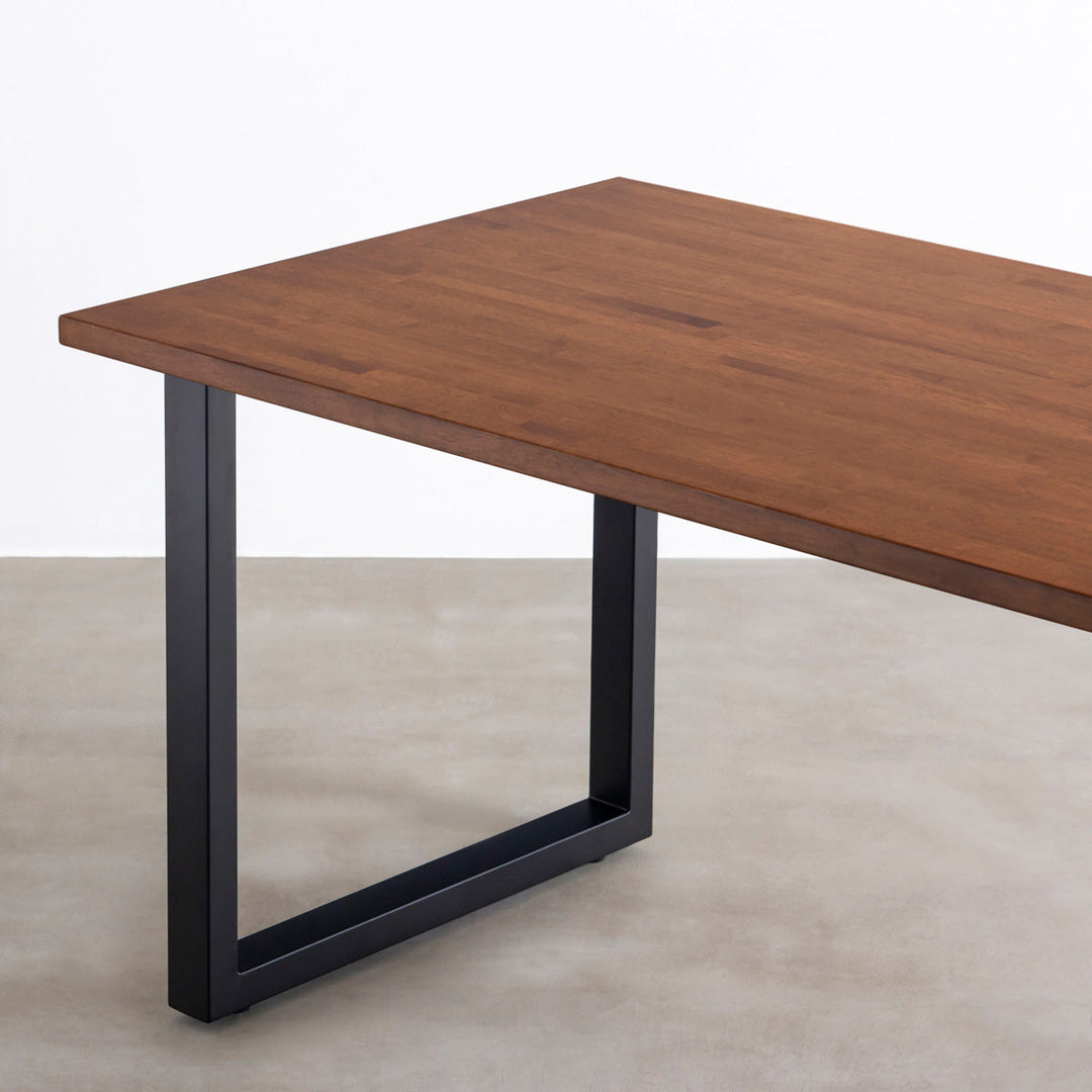 THE TABLE / ラバーウッド ブラウン × Black Steel × W181 - 200cm