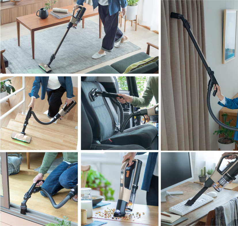 特長：多彩なツール ： スティッククリーナー（コードレス式）PV