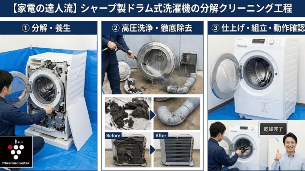 シャープドラム式洗濯機の乾燥不良は「分解クリーニング」で解決