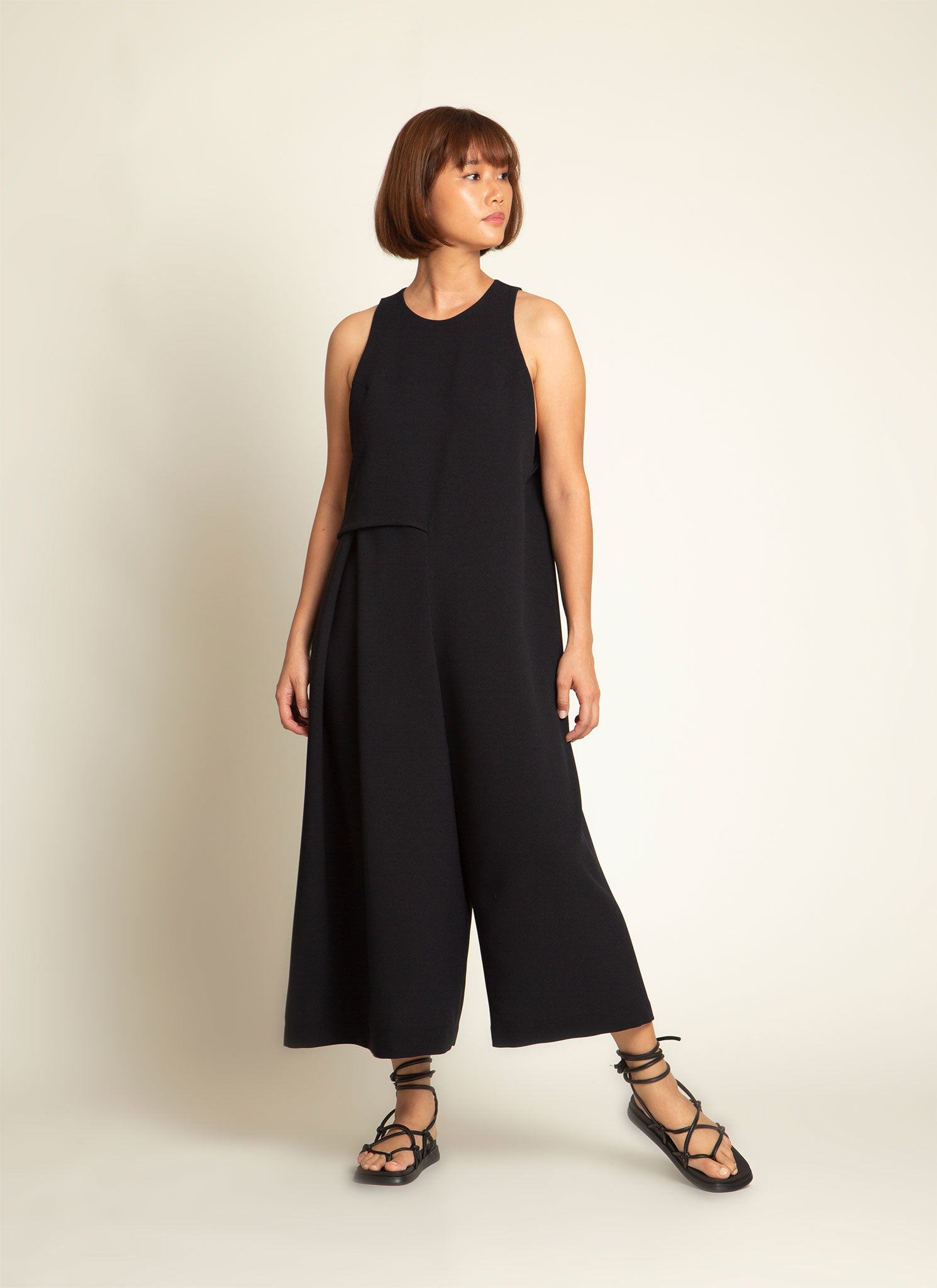 KAAREM - Saccha Layered Pocket Onesie in Black Blue