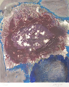 三岸節子「花(紫)」版画45.5×38cm